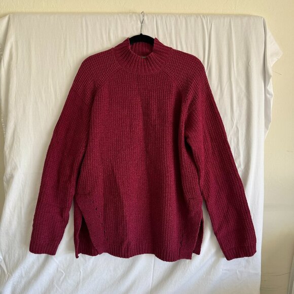 Dip Burgundy Mock Neck Sweater XL | Chunky Knit Pullover - Picture 1 of 5